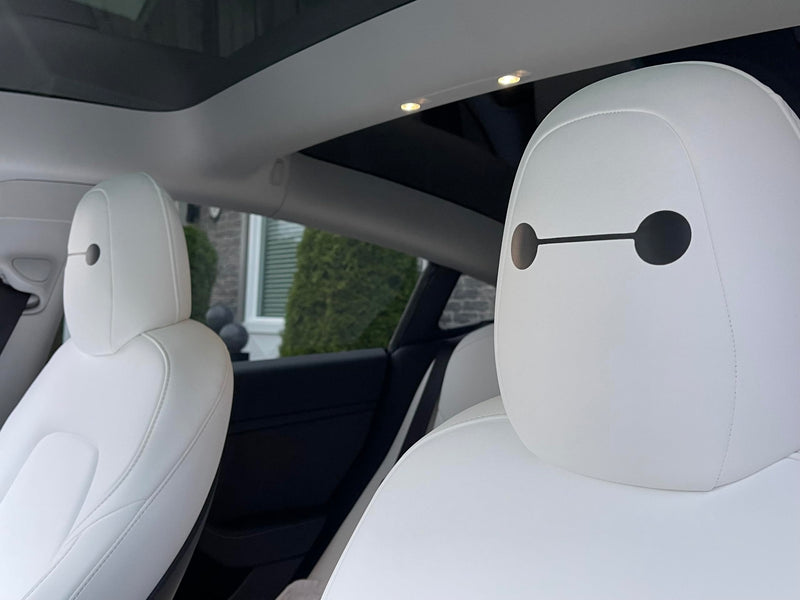 Tesla Seat Eye Decals - Set of 6 - Tesla seat Stickers - Model S 3 X Y - Baymax Big Hero 6 Inspired - Includes Transfer Tape - Compatable with Most VR Headsets.