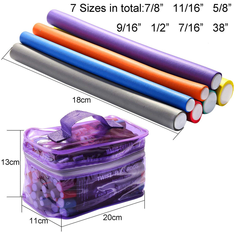  [AUSTRALIA] - Foam Hair Rollers, Queta 42pcs No Heat Hair Curlers Flexible Rollers Hair Rods For Long Hair Rollers