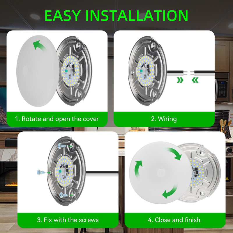RV Puck Lights, 4.5Inch RV Light Interior 12V, RV LED Ceiling Dome Lighting with ON/Off Switch, 500LM Camper Lighting Fixture for RV Boat Camper Trailer (6500K Cool White, 6PCS) Cool White 6Pack 4.5 INCH