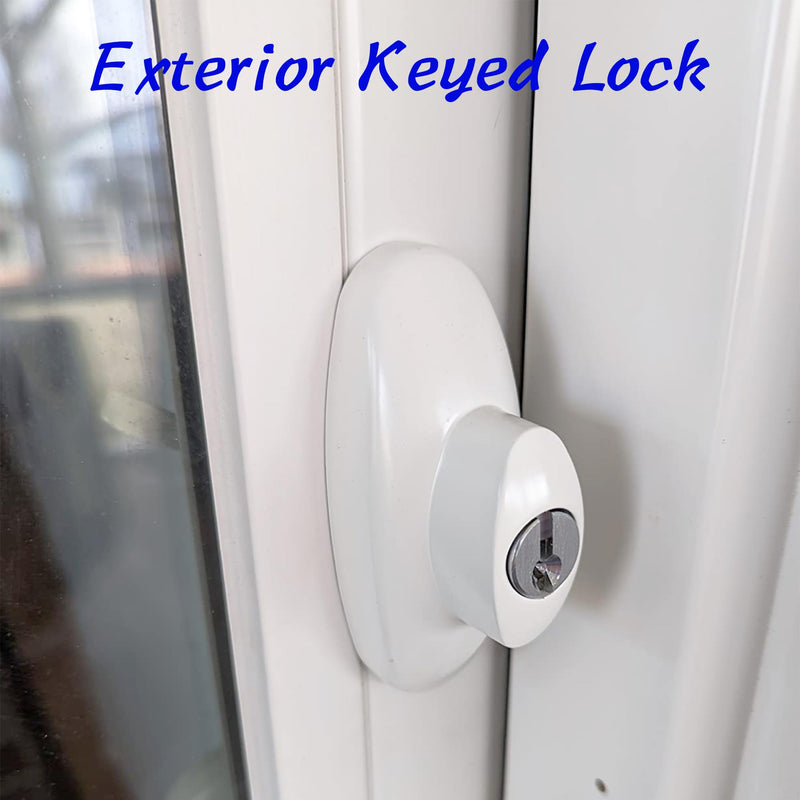 Gliding Patio Door Keyed Lock Assembly & Thumb Latch Compatible with Andersen Tribeca Style OEM Part #2573068, #2573078 & #2573609, 2-9/16" Hole Centers, Non-Handed, White Diecast
