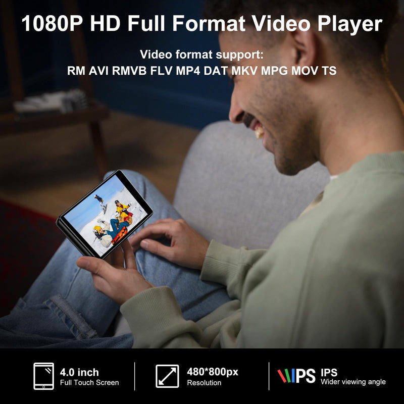 80GB MP3 Player with Bluetooth and WiFi - M503Pro Music Player with Spotify,Pandora,Amazon Music, 4.0-inch Touch Screen Android MP4 MP3 Player for Kids with Libby,Audible,Spotify Kids,FM Radio Black-80GB