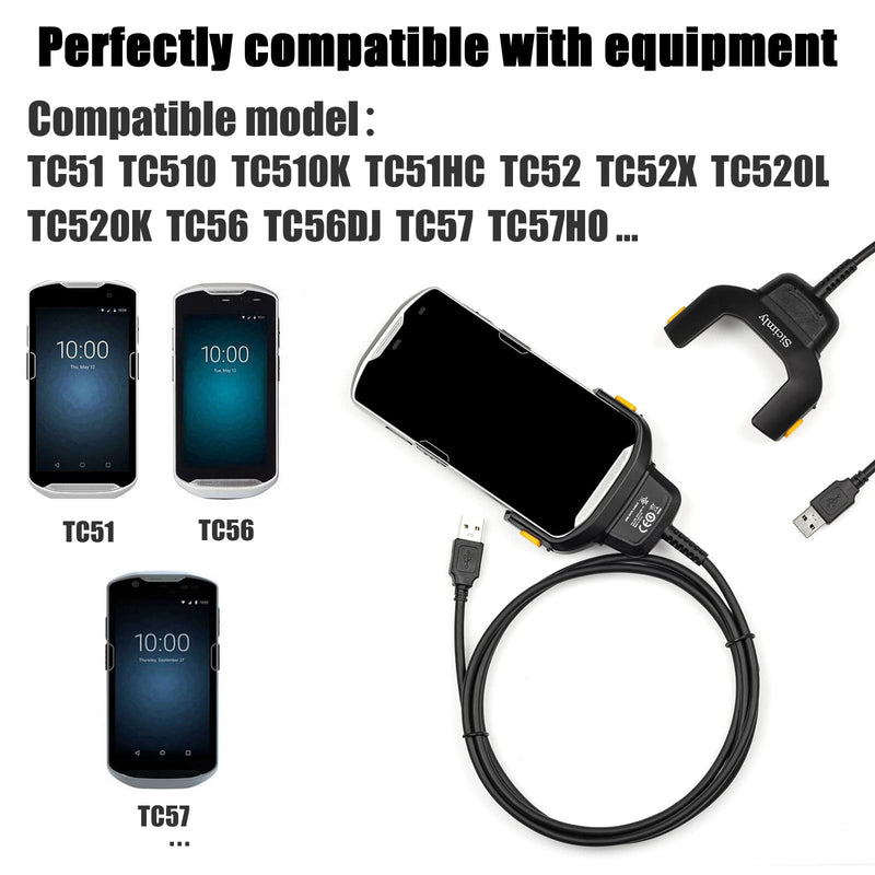 Sicimly for Zebra TC51 TC57 Charger: TC51 TC510 TC510K TC52 TC56 TC57,5.4V 3A Quick Charge with 6ft PDA Handheld Computer Scanner Cable (Replace CBL-TC51-USB1-01) and USB Data Transfer.