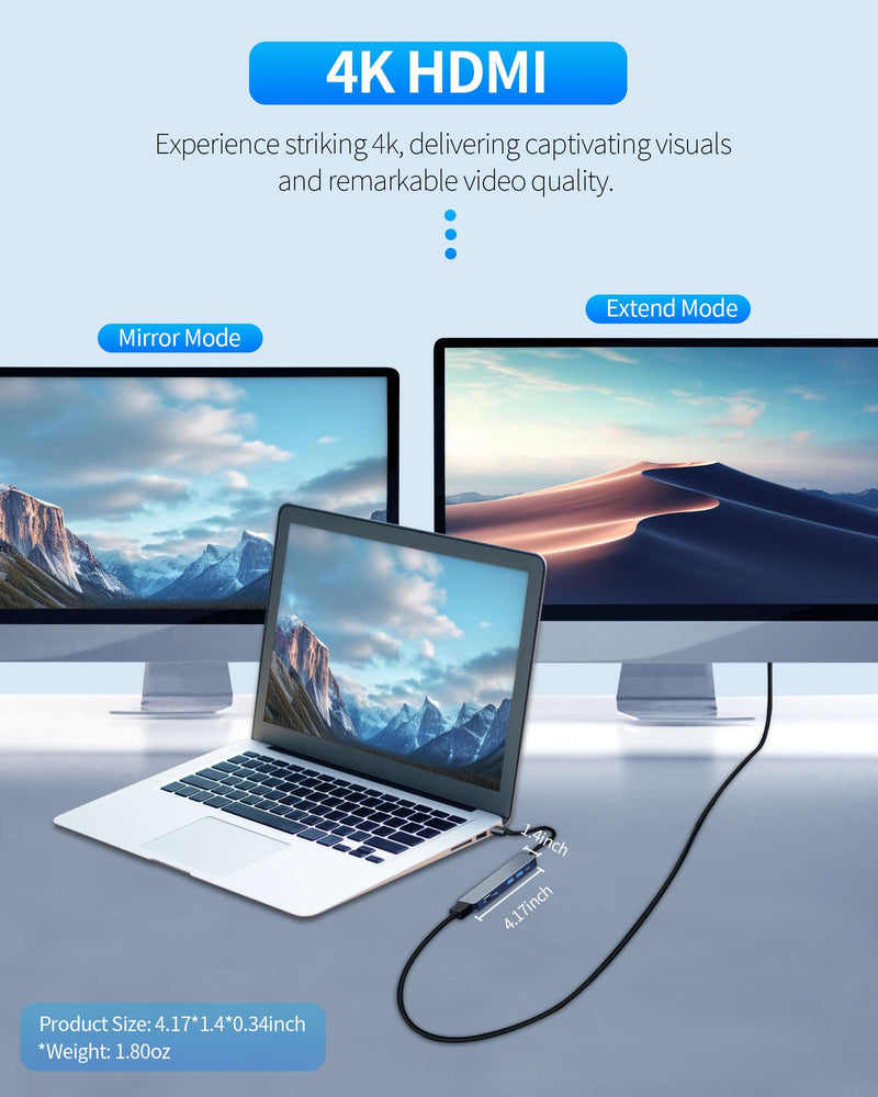 USB C Hub, 7 in 1 USB C Docking Station with 4K HDMI,100W PD, 3 5Gbps Data Ports(1 USB-C & 2 USB 3.0),TF/SD Card Reader, USB Hub for Laptop, MacBook Pro/Air/Mac/Dell/HP/ASUS/Acer/Steam Deck