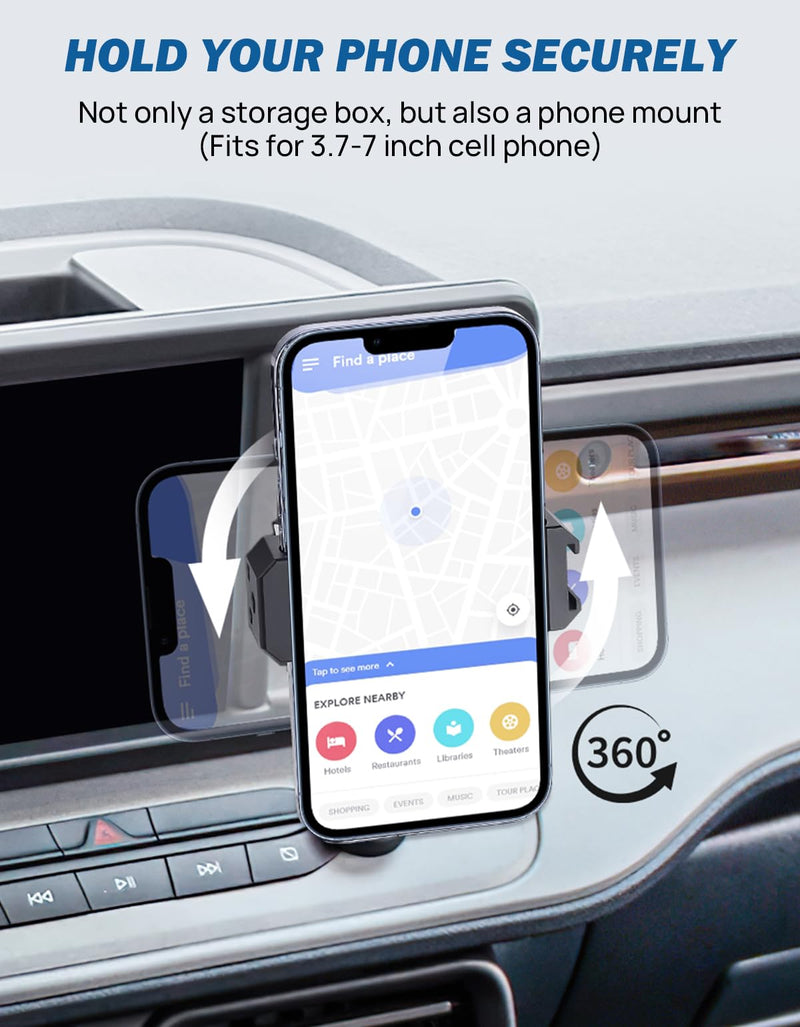 JOYTUTUS Cubby Phone Mount Cubby Storage Compatible with Ford Maverick 2024 2023 2022 Truck Dash Cubby Insert Phone Holder & Storage Box Kit