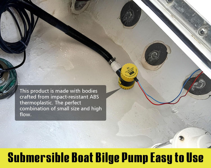 Submersible Boat Bilge Pump 12V DC with 3.3ft Power Cord 11000 GPH High Flow for Marine Yacht Kayak Canoe and Small Boats Efficient Water Removal System with Durable Design and Easy Installation