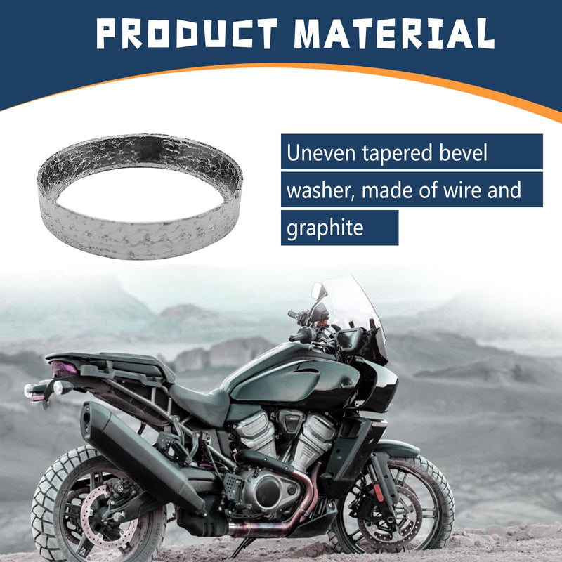 2PCS Cone Exhaust Gasket, Made of Graphite and Steel, Compatible with 1984-Later Most Harley Davidson Touring, Sportster, Bikes, Softail, Dyna, etc.