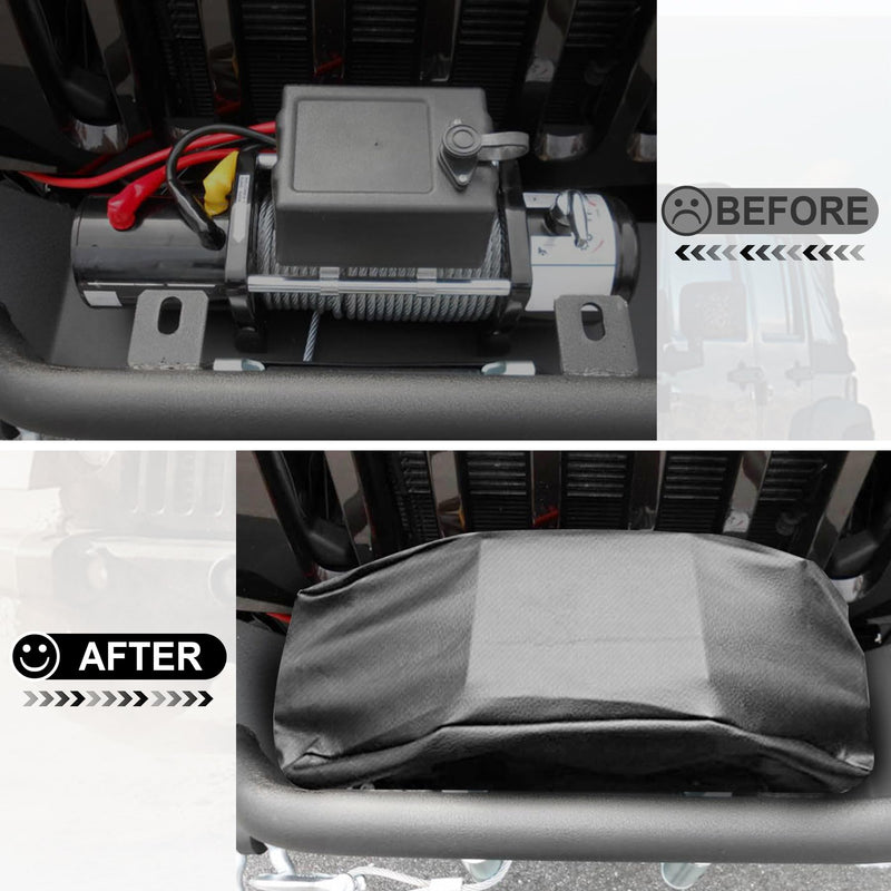 SINGARO Heavy Duty 600D Waterproof Winch Cover - UV Resistant, Dust-Proof Protective Cover for 8500-17500 lbs Electric Winches (22"x9.8"x7.5"), Car Exterior Accessories