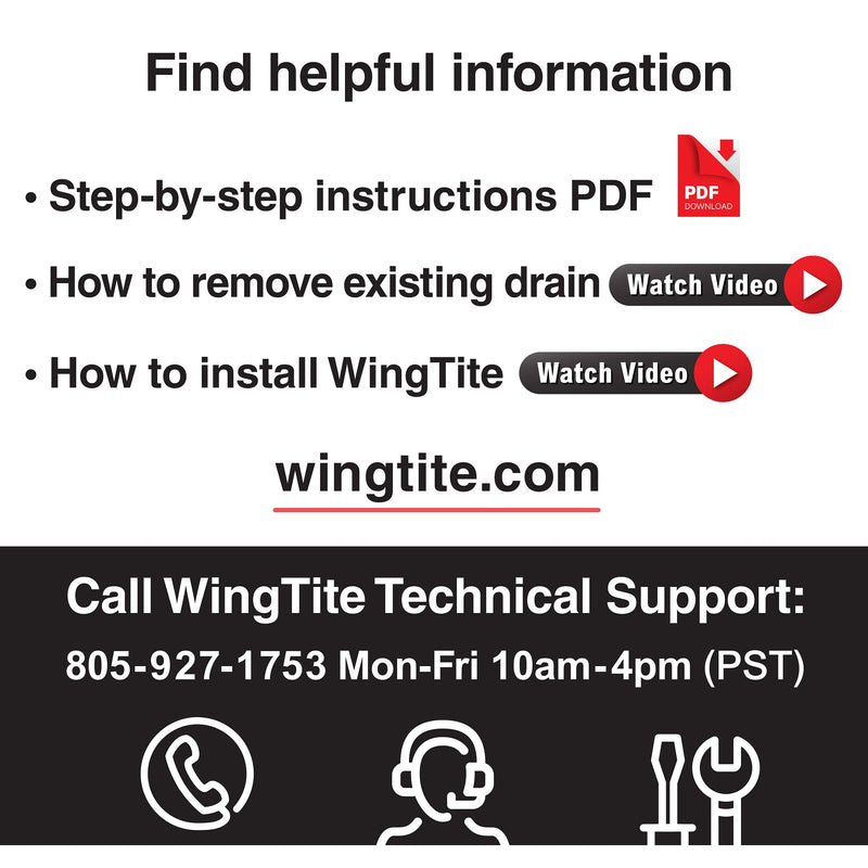 Shower Drain Replacement – Genuine OEM WingTite – 10 Year Warranty – Made in USA – Chrome SD1000 – Installs from the Top – For Fiberglass/Plastic Showers – Fits 2" PVC/ABS – US Tech Support