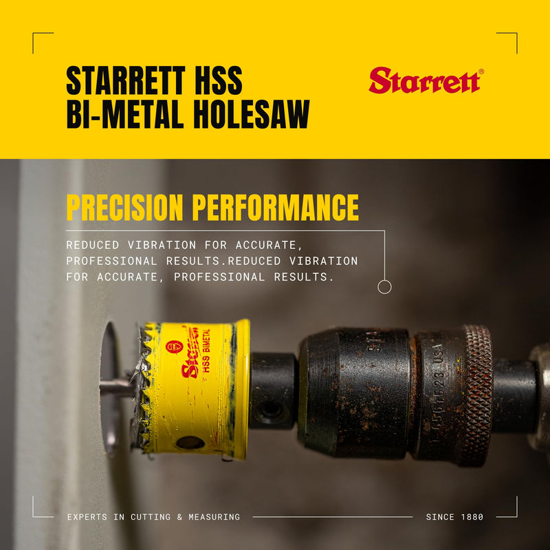 Starrett HSS Bi-Metal Hole Saw - CSC38 Cordless Smooth Cutting Hole Saw - for Wood Plastics Steel Various Materials - 38mm