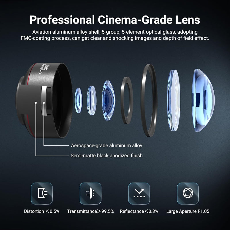 35X Macro Lens Kit for Smartphone with CPL Filter, HD Magnifier Photography Lens with Universal Lens Clip, Phone Camera Lens Attachment for iPhone 17/16/15/12/11 Samsung & Android Phone