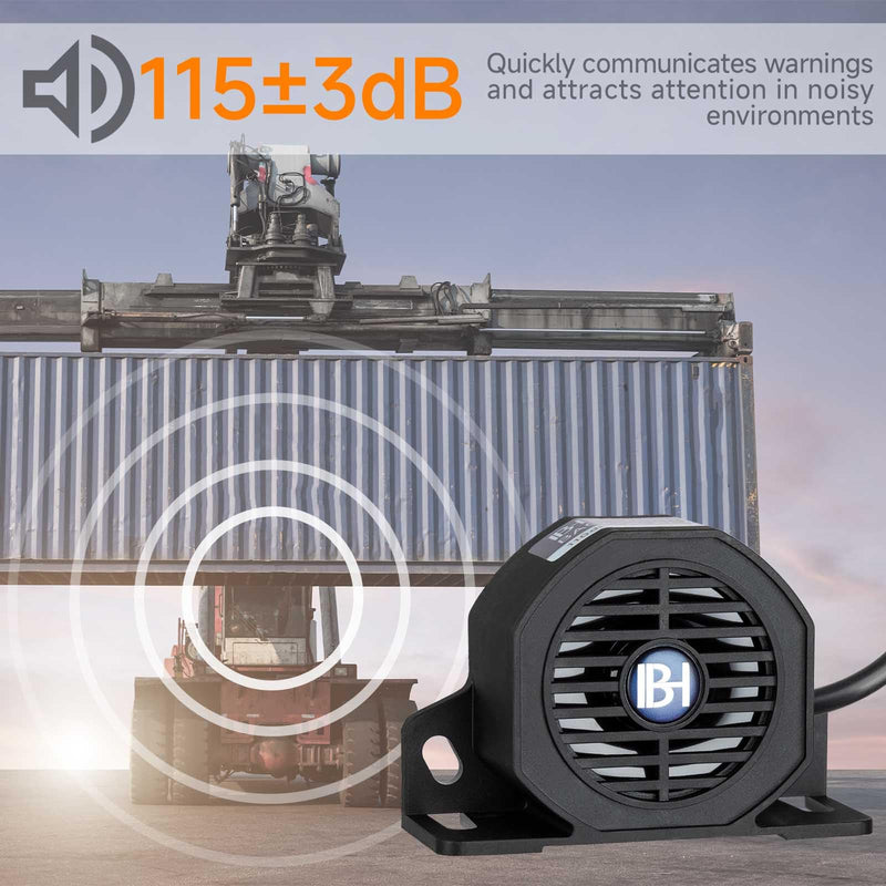 Backup Alarm 110dB 12V-48V Universal Siren Alarms Industrial Heavy-Duty Backup Reverse Warning Alarm with Beeper Tone for Truck Van Freight Car Lorry Heavy Vehicles 1 pc.