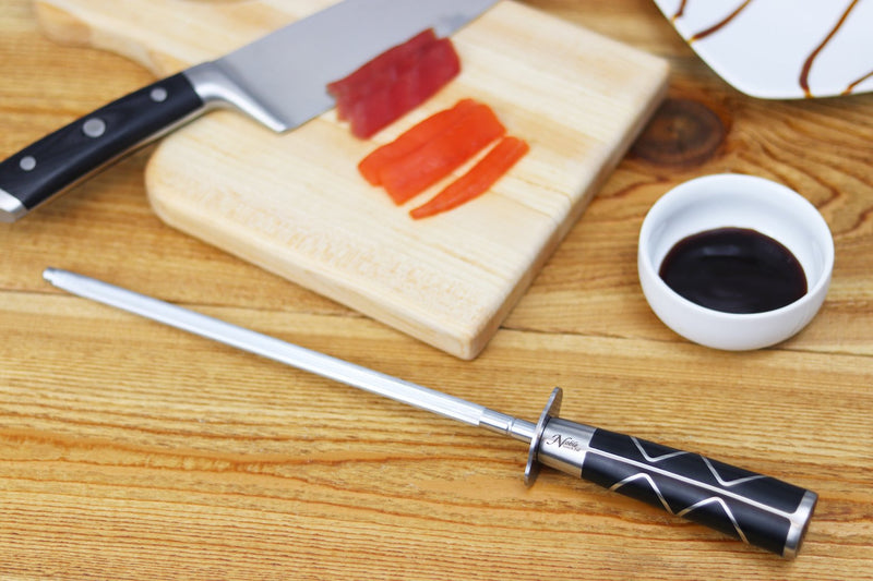 Professional Honing Steel 10”, Magnetized for Safety, No Rust, No Cheap Plastic! Noble’s Knife Sharpener Has an Oval Handle for a Firm Grip and is Built For Daily Use, Perfect for Chefs! Luxury 10"