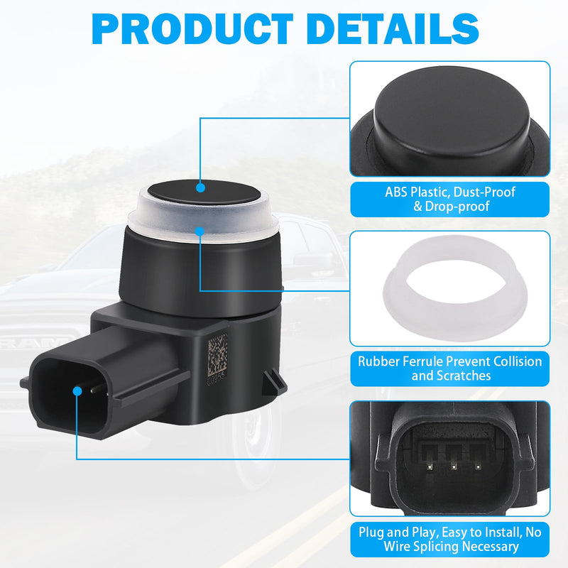 4 PCS PDC Parking Assist Sensor - Compatible with Dodge Journey, Durango, Ram 1500 2500 3500, Jeep Commander, Liberty, Grand Cherokee - Replace 1EW63TZZAA - Reverse Backup Parking Sensor