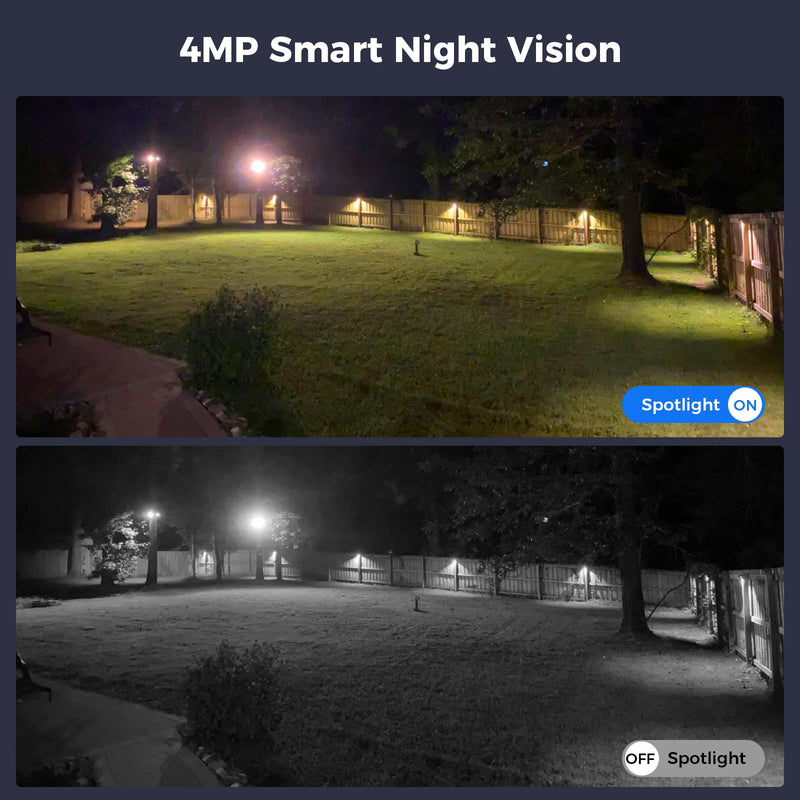 Hiseeu Solar Security Camera Outdoor, 4MP Wireless WiFi Camera, PTZ 360° View, PIR Motion Detection, Color Night Vision, IP66, 2-Way Audio, Compatible with Alexa WTD403us