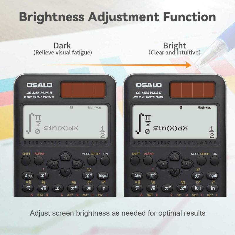 OSALO Scientific Calculator 252 Functions 2-line Written Display & Battery Solar Calculators for Secondary Students Desktop Calculator Extra Large