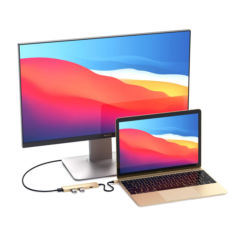 Satechi 4 in 1 USB C Hub Multiport Adapter (Gold - Slim Classic)