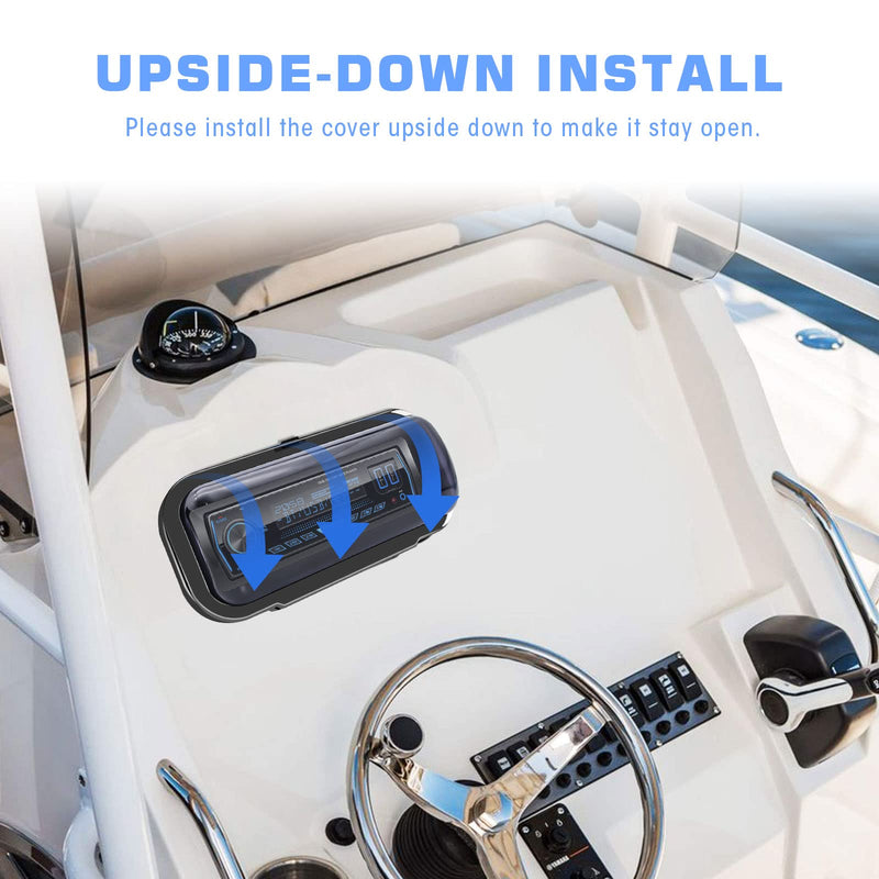 Water Resistant Marine Radio Cover - Boat Stereo Splash Guard Housing - Marine Stereo Waterproof Case for Universal Single DIN Media Receiver Black