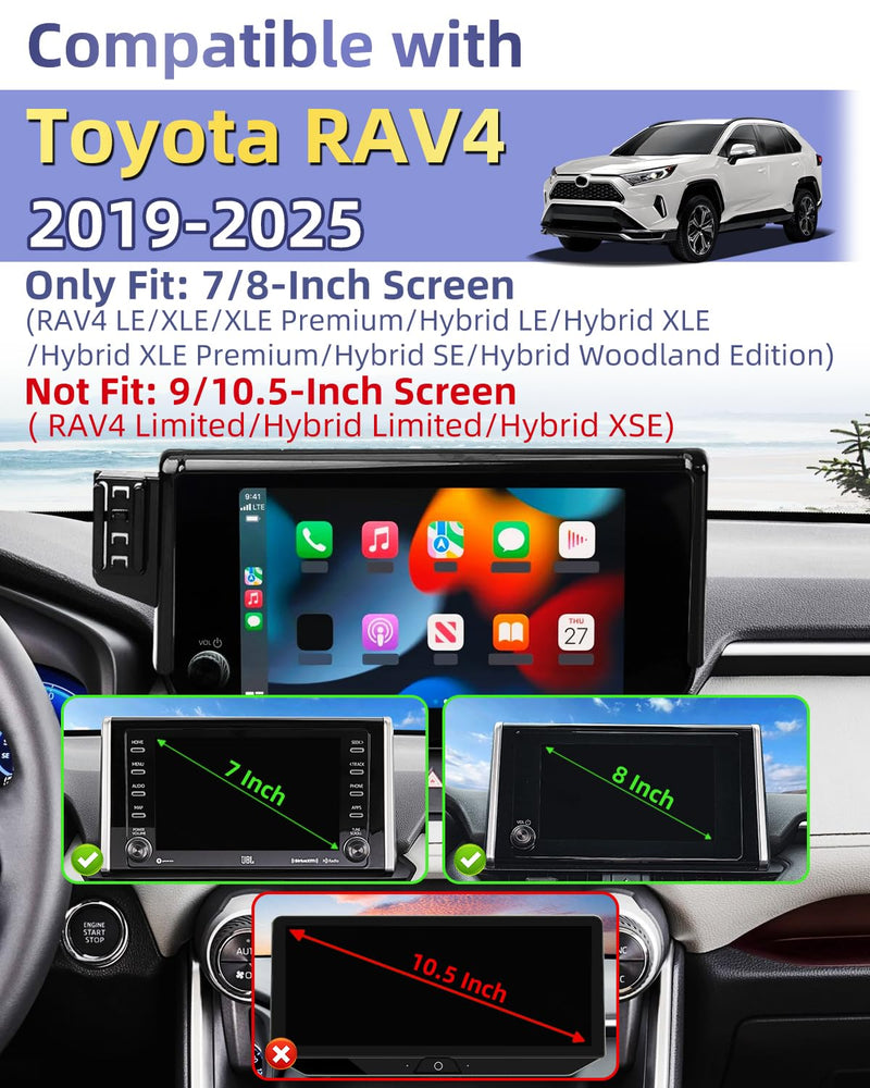 PZK Car Phone Holder for Toyota RAV4 2019-2025 Accessories 7/8-Inch Screen | Hybrid LE/XLE Magnetic 15W Fast Wireless Charger RAV4 Car Phone Mount 360° Rotation Not Affect Vent (Not Fit 9/10.5'') RAV4 2019-2025 (7/8 inch) Magsafe+ Wireless Charger