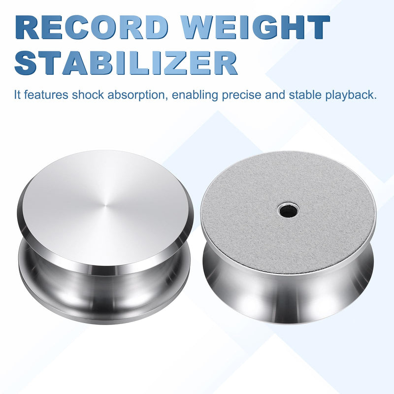 MECCANIXITY Record Weight Stabilizer, 355g/13oz Anodized Aluminum Turntable Weight Clamps 3'' x 1.4'' Vinyl Disc Stabilizer Vibration Dampener for LP Player HiFi Turntable, Silver 13oz (3"×1.4")