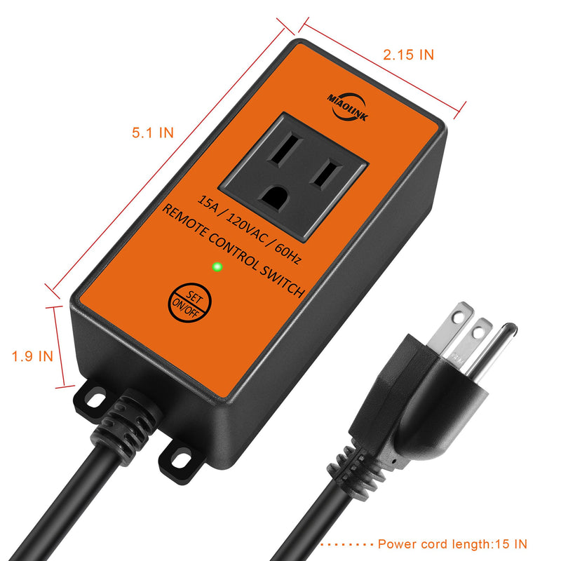120v Automatic Remote Vacuum Switch, Wireless Dust Collector Starter Outlet for Power Tools, 5s/10s Delay Off Switch(Battery Included) 120V