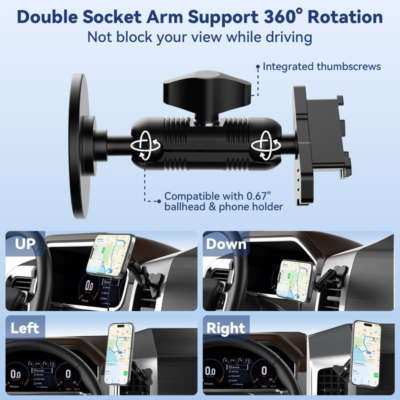 Magnetic Vent Phone Mount Compatible with Toyota Tacoma 2012-2015 2nd Gen | 20x Strong Magnet | CNC Anti-Scratch Base | 360° Rotation | Full Metal Arm | No Tools Install | Fits All Smartphones Magnetic