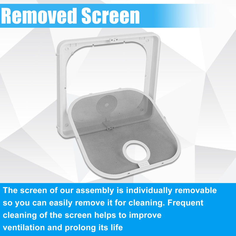 Frame with Removable Screen Compatible with Ventline Ventadome Roof Vent V2092,V2094, V2110,V2119,V2310,V2392 13.5"X13.5" Birch White