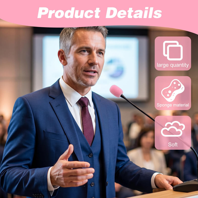Oruola 15PCS Mic Cover Foam,Pink Headset Microphone Covers Foam | Noise Reduction Mic Covers for Headsets, for Variety of Headsets Microphone, Noise Reduction