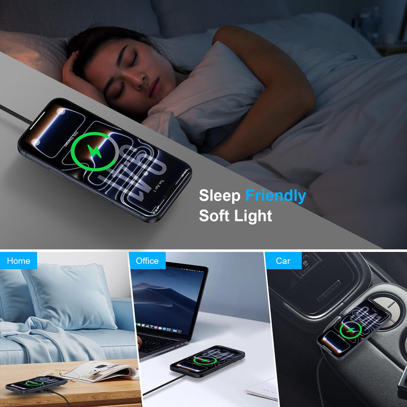25W Magnetic Wireless Charger for Samsung Galaxy S26 Ultra/S26 Plus/S25/S24/S23/S22/S21/S20 Plus/Magnetic MagSafe Fast Charging Pad for iPhone 17 Pro Max/17e/16/15/14/13/12 Series/AirPods 4/3/2/Pro Black