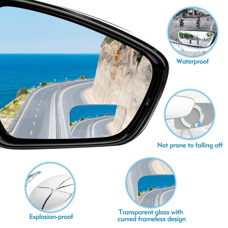 Blind Spot Mirror, HD Glass Frameless Convex Side Blindspot Mirror for Car, Car Accessories, Side Mirror Blindspot Mirrors with Adjustable Stick for SUV and Trucks