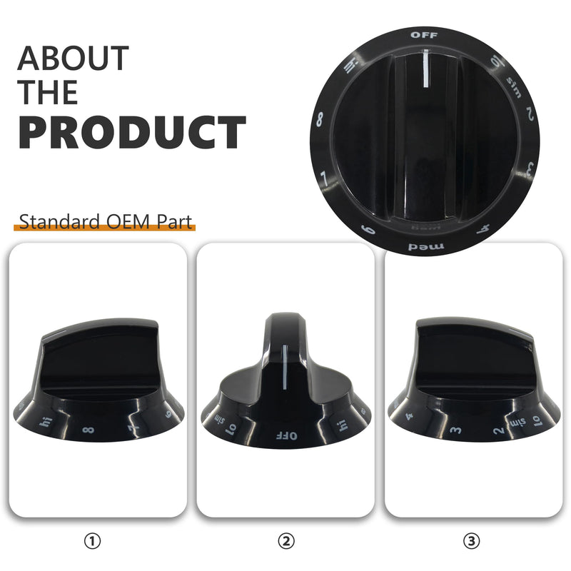 316544007 Stove Control Knob Black Compatible with Electrolux Range Oven Kitchen Burner Accessories (4PACK) 4 Pieces