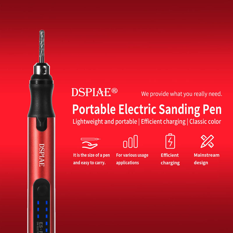 DSPIAE Portable Electric Sanding & Sharpening Pen – 3-Speed Mini Drill & Hobby Tool for Resin, Jewelry, DIY Crafts, Fine Polishing, Detail Grinding, 3mm Drill Compatible, Pen Sander Kit