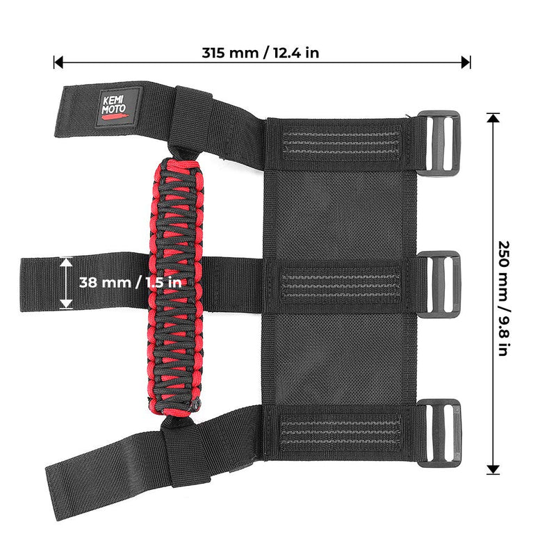 KEMIMOTO UTV Grab Handles, Heavy Duty Nylon UTV Hand Grips Fit 1.5-2 inches Roll Bar Compatible with Polaris RZR, Can-Am X3, Kawasaki Mule Teryx, Talon, Wildcat 2 PCS Red
