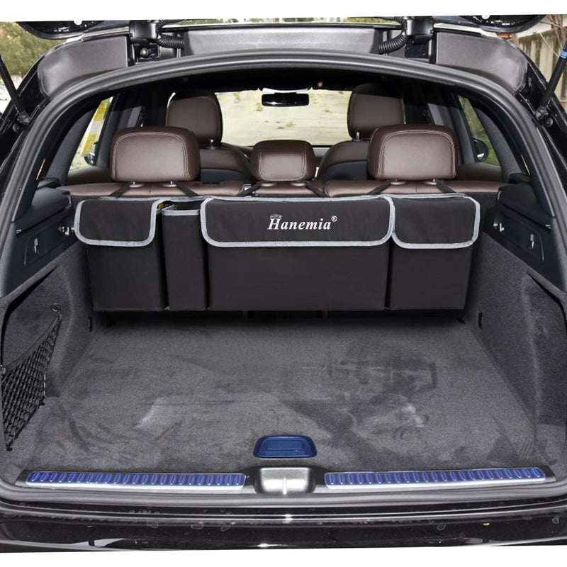 Car Trunk Organizer and Storage, Backseat Hanging Organizer for SUV, Truck, MPV, Waterproof, Collapsible Cargo Storage Bag with 4 Pockets, Car Interior Accessories (Black) Black
