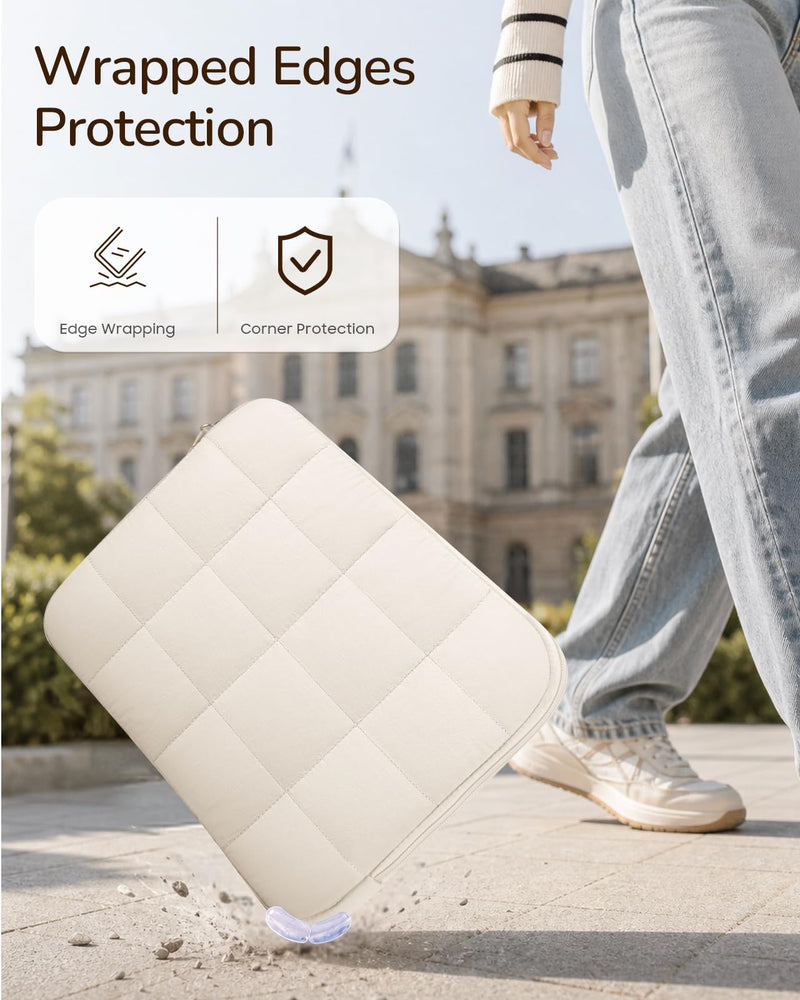 Fintie Sleeve for MacBook Neo 13 inch (2026 A3404) with A18 Pro Chip | Puffy Quilted Puffer Carrying Case Bag (Beige) Beige