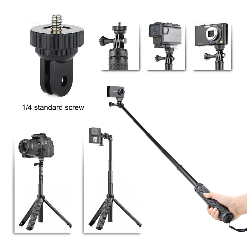 SOONSUN Aluminum Waterproof Selfie Stick Long Extension Pole Handle Grip Tripod Stand for GoPro Max, Fusion, Session, Hero 12 11 10 9 8 7 6 5 4 3 2, Osmo Action 3, 4, Insta360 2,3 SJCAM Cameras