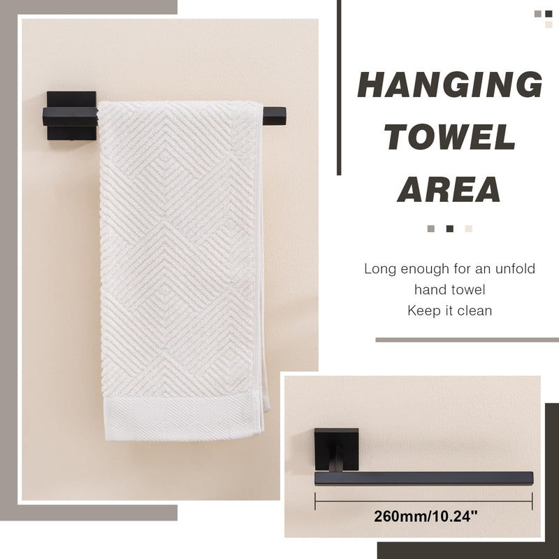 TVDEX Black Hand Towel Holder Bath Towel Bar Bathroom Towel Ring Wall Mount 1 Matte Black