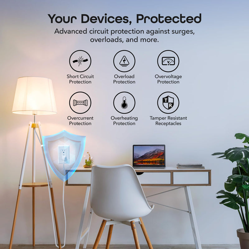 Geeni Smart WiFi in-Wall Outlet, White, 4 Pack – 2 Smart Outlets per Plug, Compatible with Alexa & Google Home, Tamper Resistant, Fire Resistant, App & Voice Control, Requires 2.4GHz WiFi 4-Pack 2-Outlet