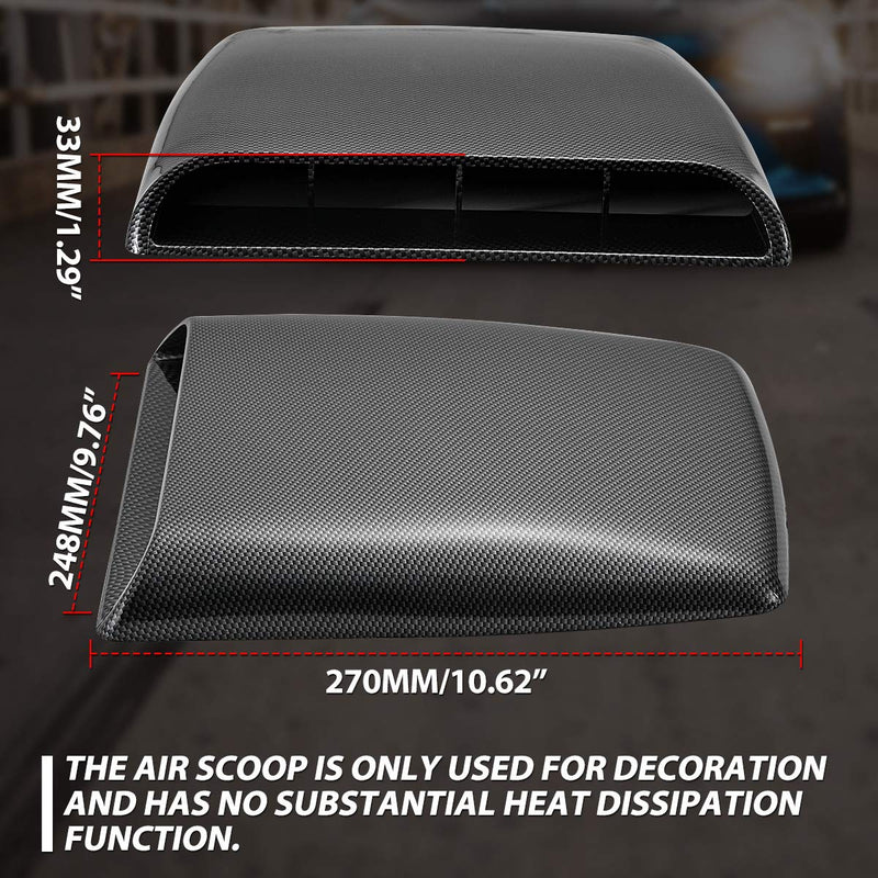 KaTur Universal Car Decorative Air Flow Intake Hood Scoop Vent Turbo Bonnet Cover Carbon Friber Carbon Fiber