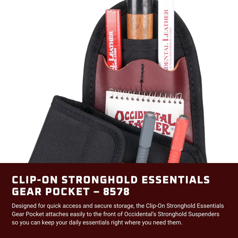 Occidental Leather Clip-On Stronghold Essentials Gear Pocket - Black - 7 Pockets & Tool Holders - Made in USA