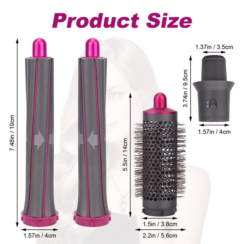 4 in 1 Hair Styling Tools for Dyson Airwrap HS01 HS05 HS08 | Includes 2 Long Curling Barrels Attachment, 1 Round Volumizing Brush, 1 Adapter 4 Pieces