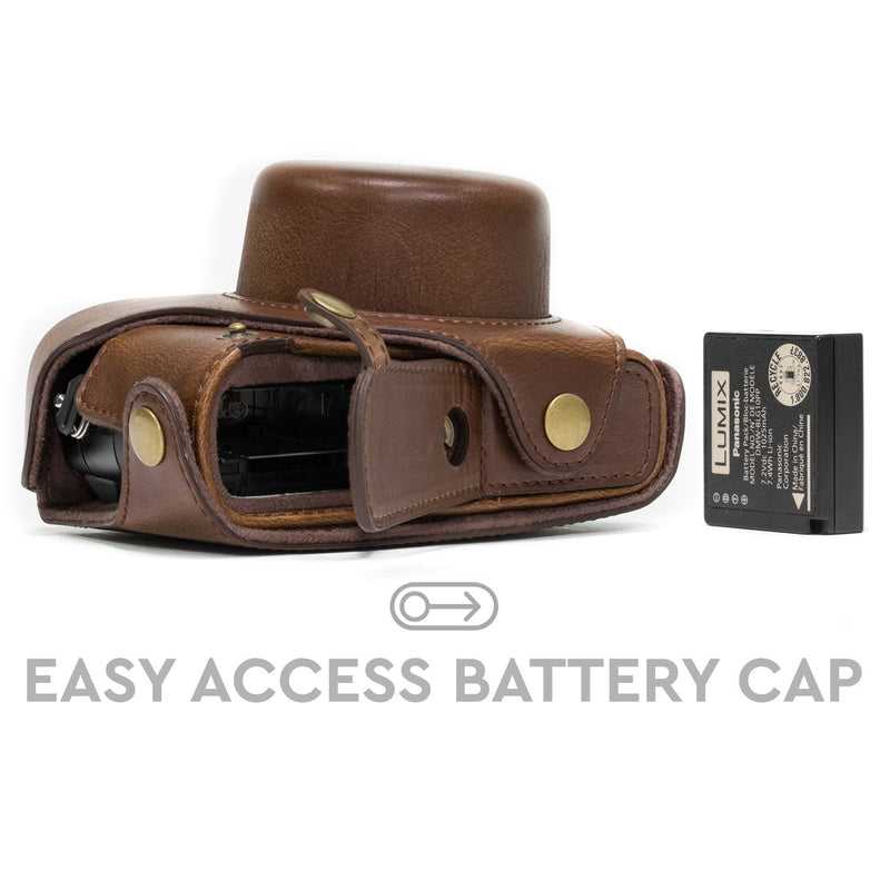 MegaGear "Ever Ready" Protective Leather Camera Case, Bag for Panasonic LUMIX LX100, DMC-LX100 Camera (Dark Brown) Dark Brown