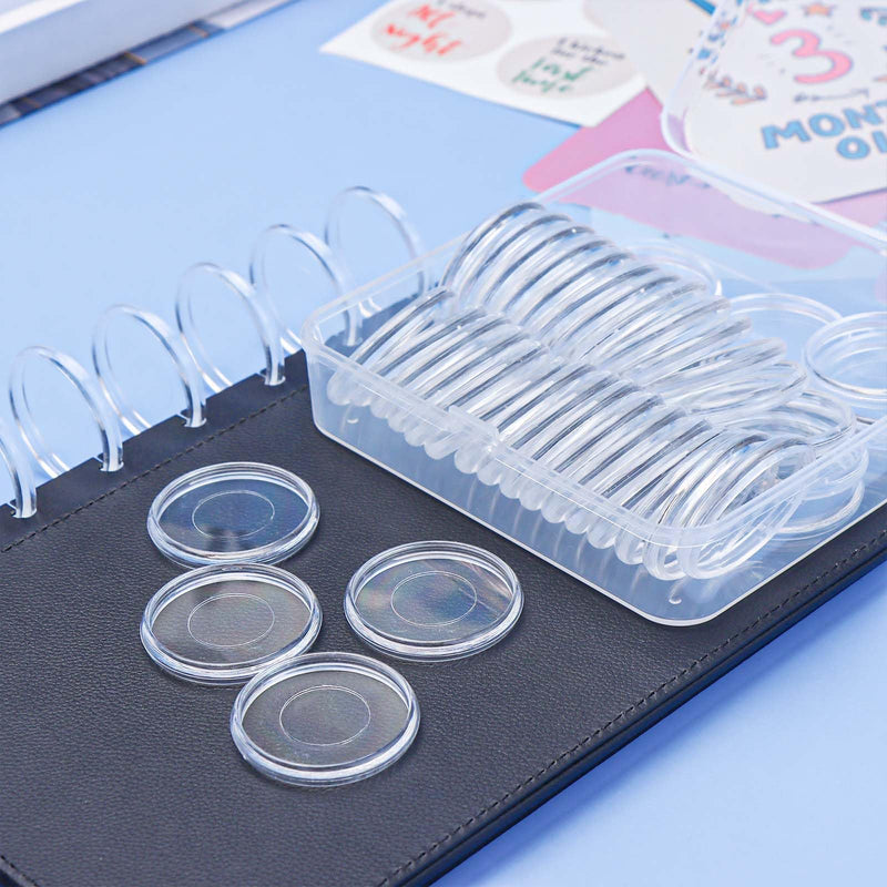 NatSumeBisics 50 Expansion Discs Notebooks Planner Disc, Clear DiscBound Discs with Box Holder 1.5" Mushroom Rings DIY Notebook Binding System Accessories (1.5“) 1.5“ Discs