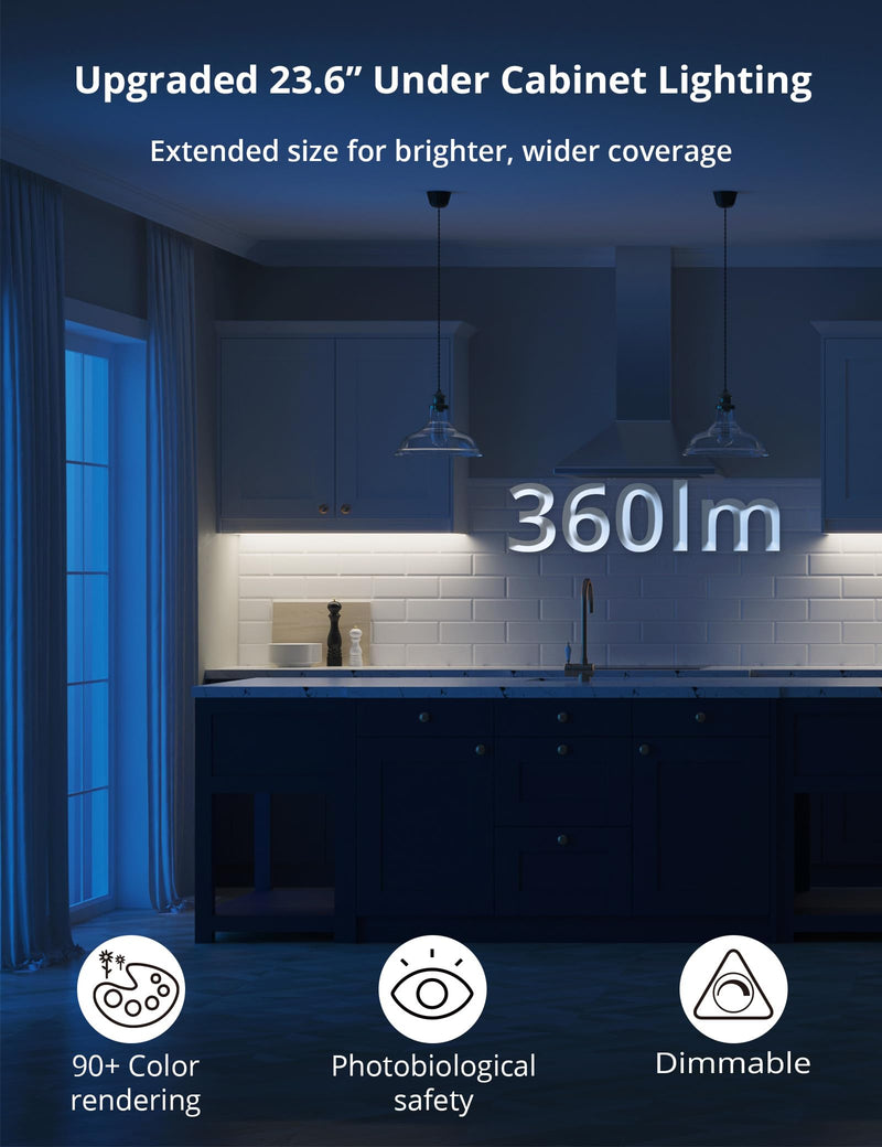 23.6in Under Cabinet Lighting, 101-LED, Dimmable, Rechargeable 4400mAh Battery, Indoor Wireless Motion Sensor Closet Light for Kitchen, Counter, Wardrobe (Silver) Silver