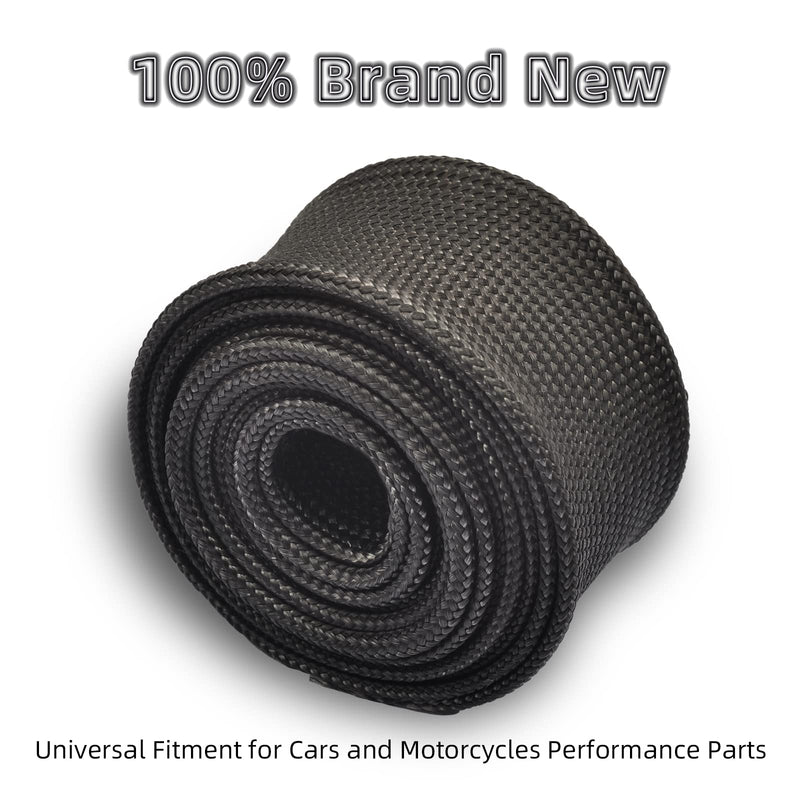 Black Fiberglass Heat Shield Sleeve Adjustable Hose Heat Spark Plug Wire High Temp (5Feet x 1Inch) for Motorcycle Exhaust Insulation Thermal Wrap Roll Car Brake Line Cable Protection Tape 1''X 5'