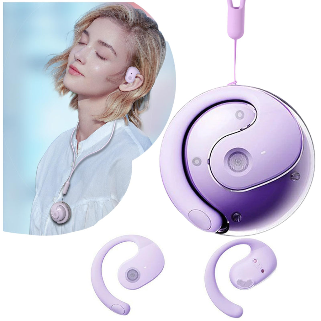 Earphone Wireless Bluetooth, OWS Hanging Bluetooth 5.4 Earphones, Open Ear Headset Ball - Portable and Comfortable, HiFi Stereo Sound Headphones Noise Cancelling Running Sport (Purple) Purple