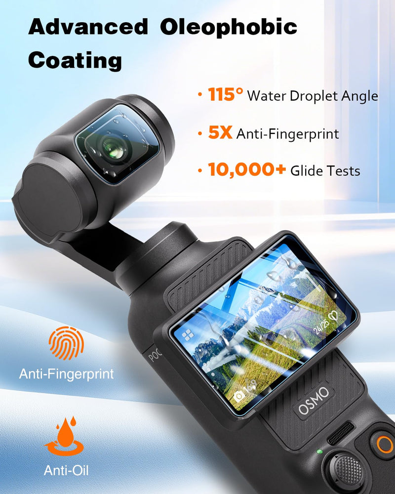 LK 2+2 for DJI Osmo Pocket 4/3/Xtra Muse Screen Protector+Lens Protector | Top 9H Tempered Glass, Anti-Reflective film HD Ultra-thin, Touch Sensitive Clear