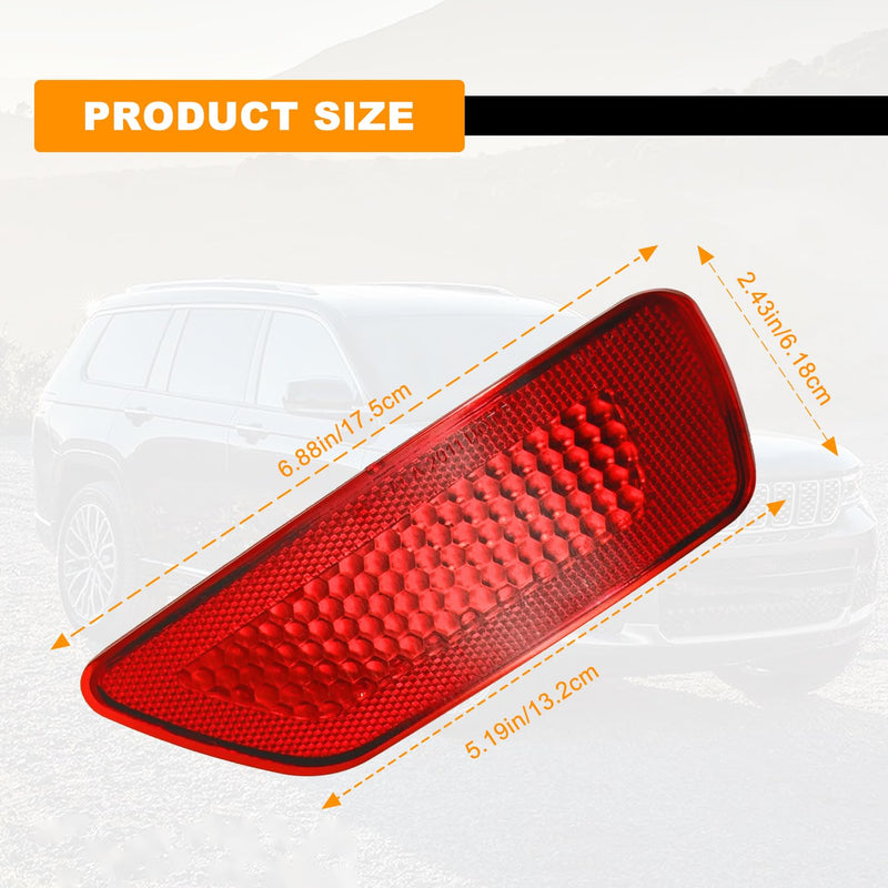 2Pcs Rear Bumper Reflector Light Lamp Compatible with Jeep Grand Cherokee 2011-2021, Dodge Journey 2011-2020, Compass 2011-2017 Replaces 57010720AC 57010721AC(Red Lens, Left and Right)