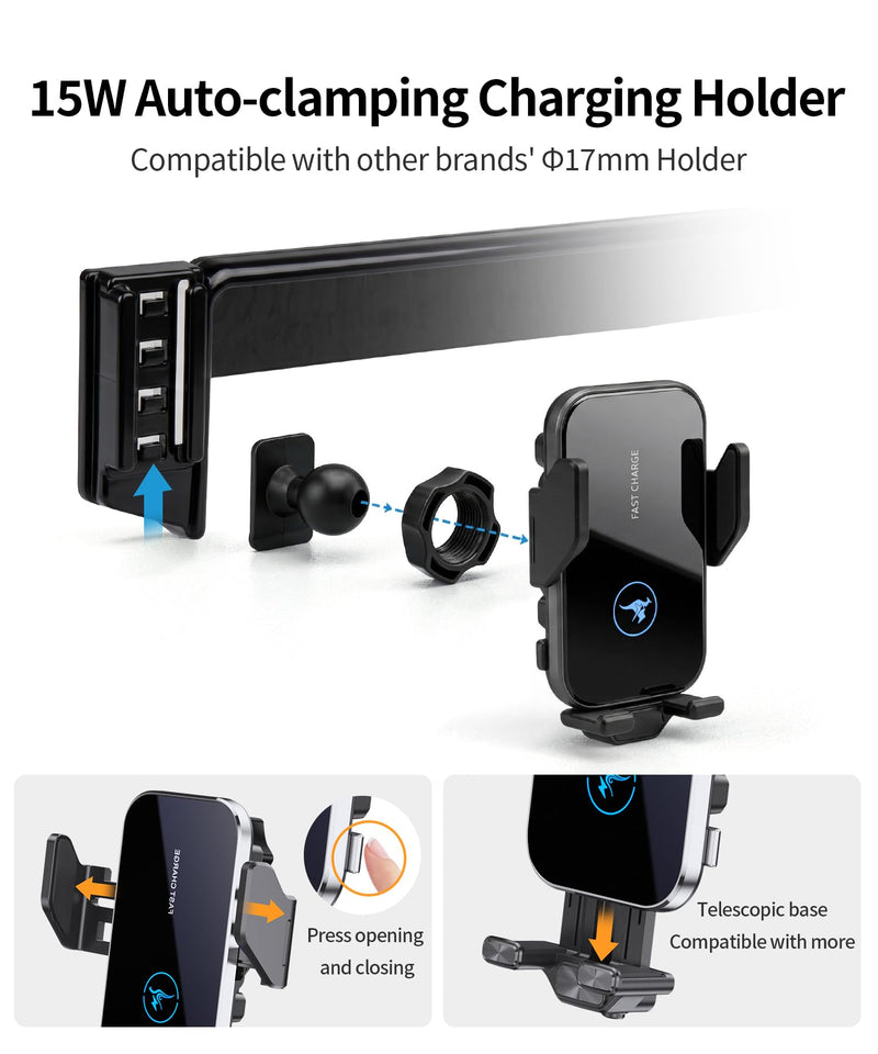 Wireless Charger Car Phone Holder for Honda Pilot Passport Ridgeline | 5/8" Screen,Pilot 2016-2020/Passport 2019-2020/Ridgeline 2017-2020, Auto Clamp Cell Phone Mount Clip Accessories 15W Qi Stand 5/8-inch for16-20Pilot19-20Passport17-20 Ridgeline