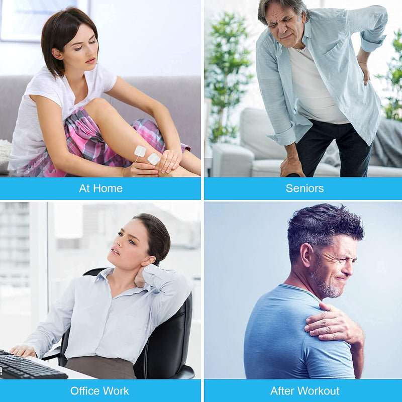  [AUSTRALIA] - DOMAS TENS Unit Electrode Pads for Knee Shoulder Pain Relief- Compatible with TENS 7000 and Other 2mm Pin Units - Reusable & Latex-Free