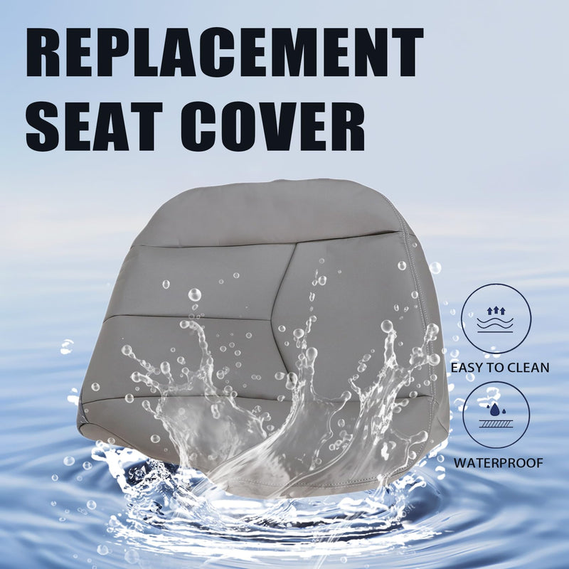 Priprilod #922 Gray Microfiber Leather Driver Side Bottom Replacement Seat Cover Compatible with Chevy Silverado Tahoe Suburban Avalanche GMC Sierra Yukon 2003 2004 2005 2006